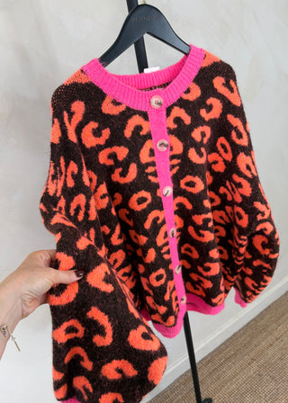 Sam chunky animal print knit - Chocolate