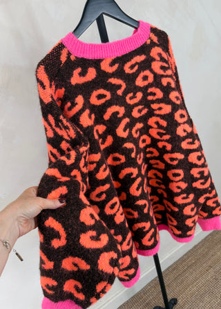 Sam chunky animal print knit - Chocolate