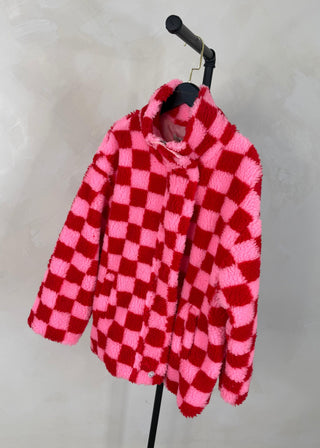 Checkerboard fleece - Red/pink