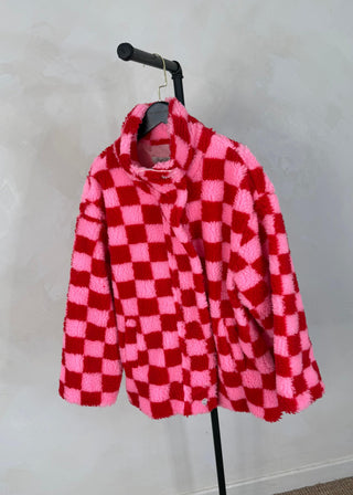 Checkerboard fleece - Red/pink