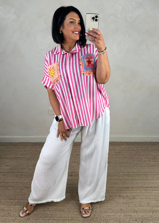 Nelly cheesecloth trouser - White