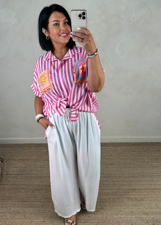 Nelly cheesecloth trouser - White