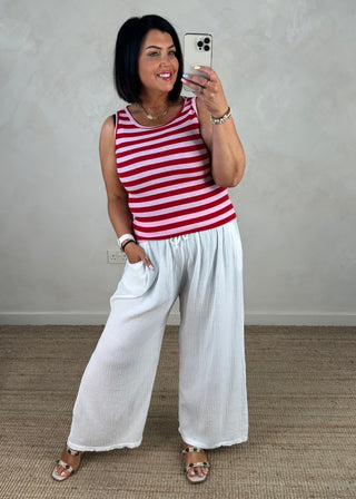 Nelly cheesecloth trouser - White