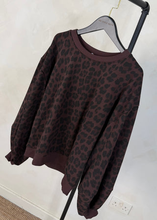 Teddy animal print sweater - Chocolate