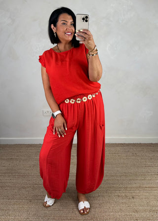 Jenna button back blouse - Red