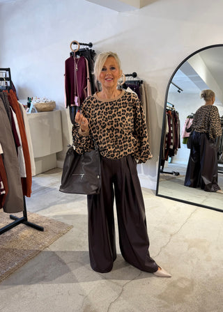 Teddy animal print sweater - Camel