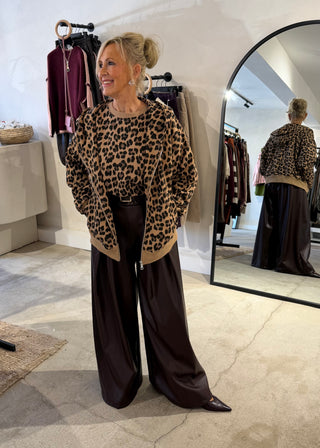 Amber animal print hoodie - Camel