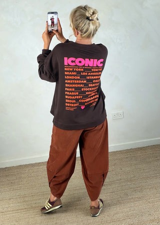 Iconic print sweater - Chocolate-The Style Attic