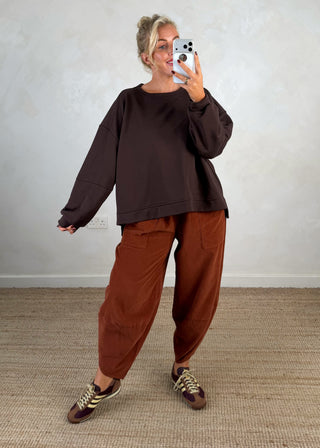Iconic print sweater - Chocolate-The Style Attic