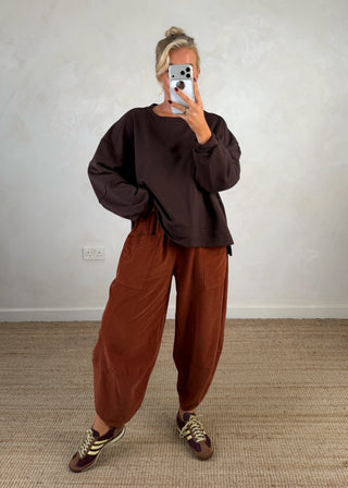 Iconic print sweater - Chocolate-The Style Attic