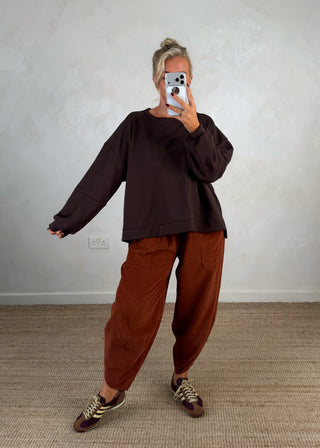 Iconic print sweater - Chocolate-The Style Attic