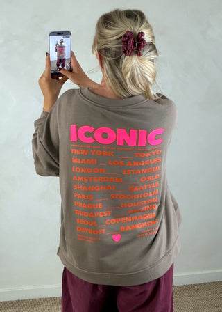 Iconic print sweater - Taupe-The Style Attic
