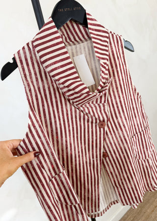 Imogen striped waistcoat - Berry-The Style Attic