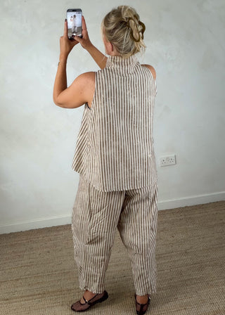 Imogen striped waistcoat - Berry-The Style Attic