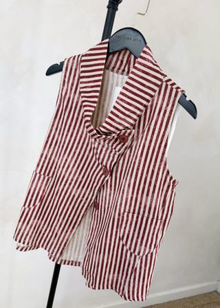 Imogen striped waistcoat - Berry-The Style Attic