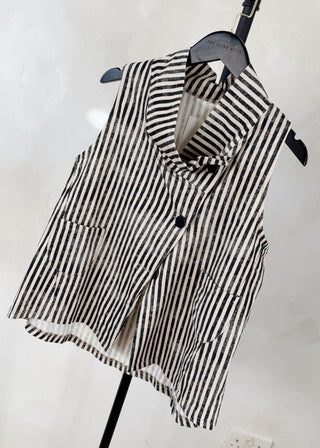 Imogen striped waistcoat - Charcoal-The Style Attic