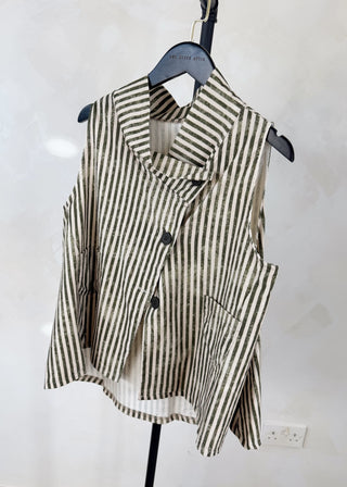 Imogen striped waistcoat - Khaki-The Style Attic