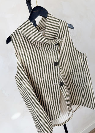 Imogen striped waistcoat - Khaki-The Style Attic