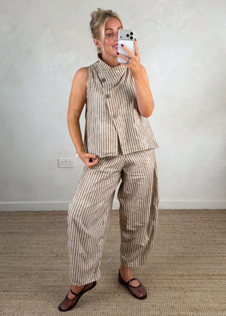 Imogen striped waistcoat - Mocha-The Style Attic