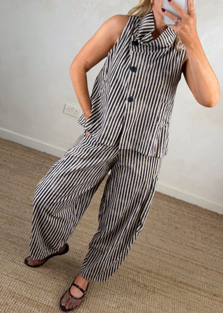 Imogen striped waistcoat - Navy-The Style Attic