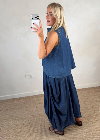 Imogen waistcoat - Denim-The Style Attic