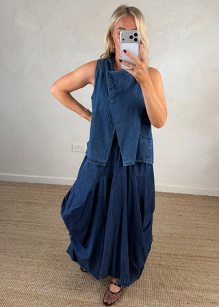 Imogen waistcoat - Denim-The Style Attic
