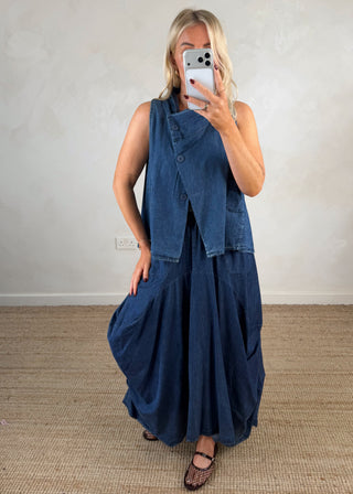 Imogen waistcoat - Denim-The Style Attic