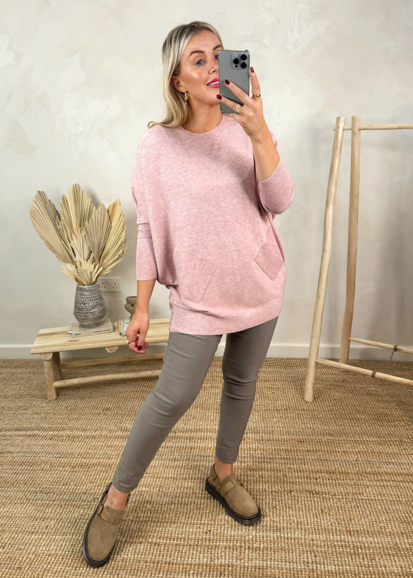 Ingrid pocket knit - blush-The Style Attic