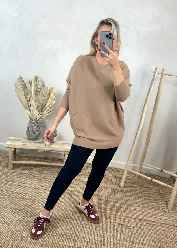 Ingrid pocket knit - camel-The Style Attic