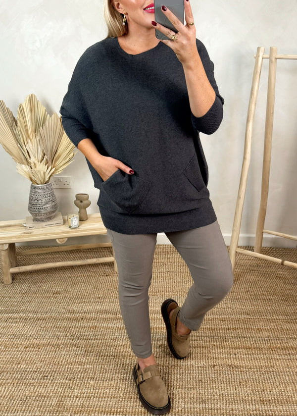 Ingrid pocket knit - shadow grey-The Style Attic