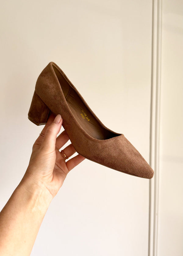 Iris block heel court shoe - Mocha-The Style Attic