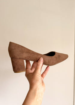 Iris block heel court shoe - Mocha-The Style Attic