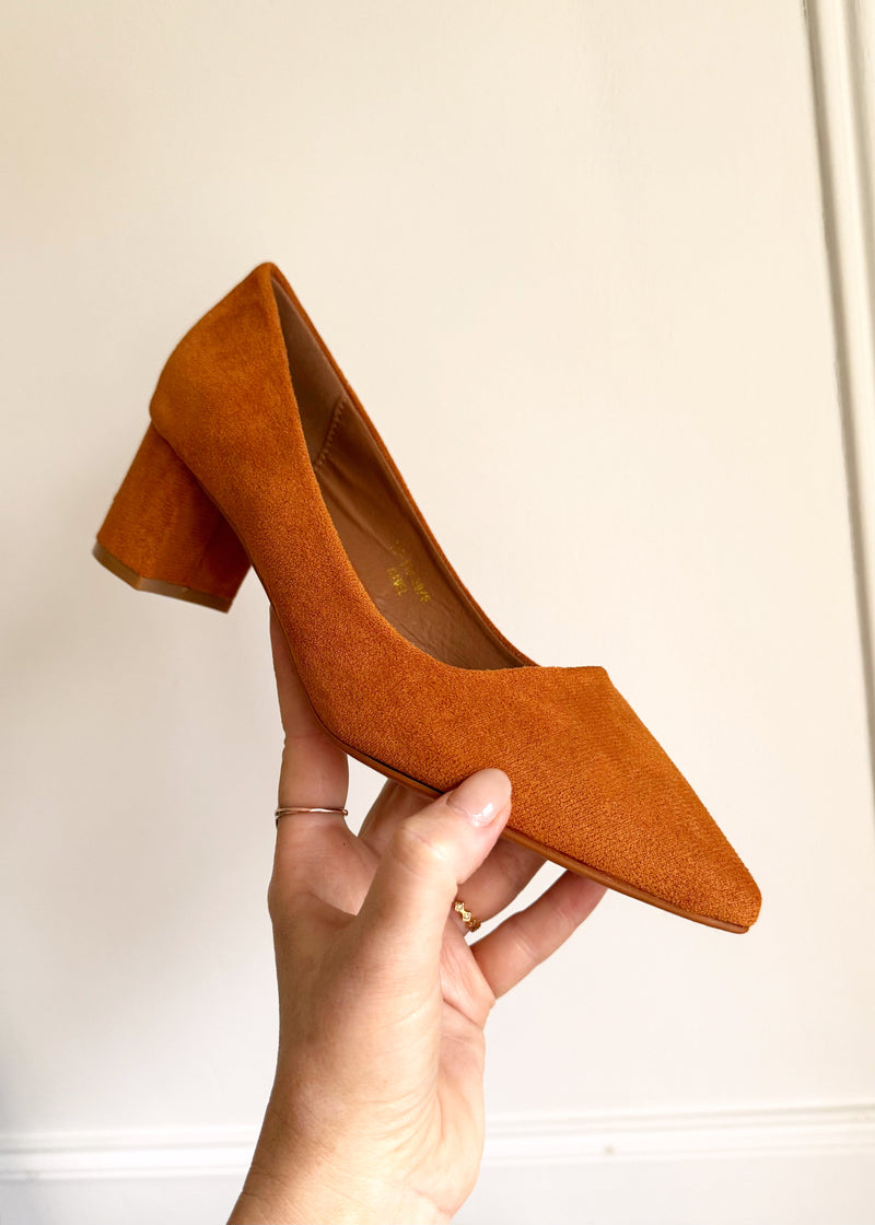 Iris block heel court shoe - Saffron-The Style Attic