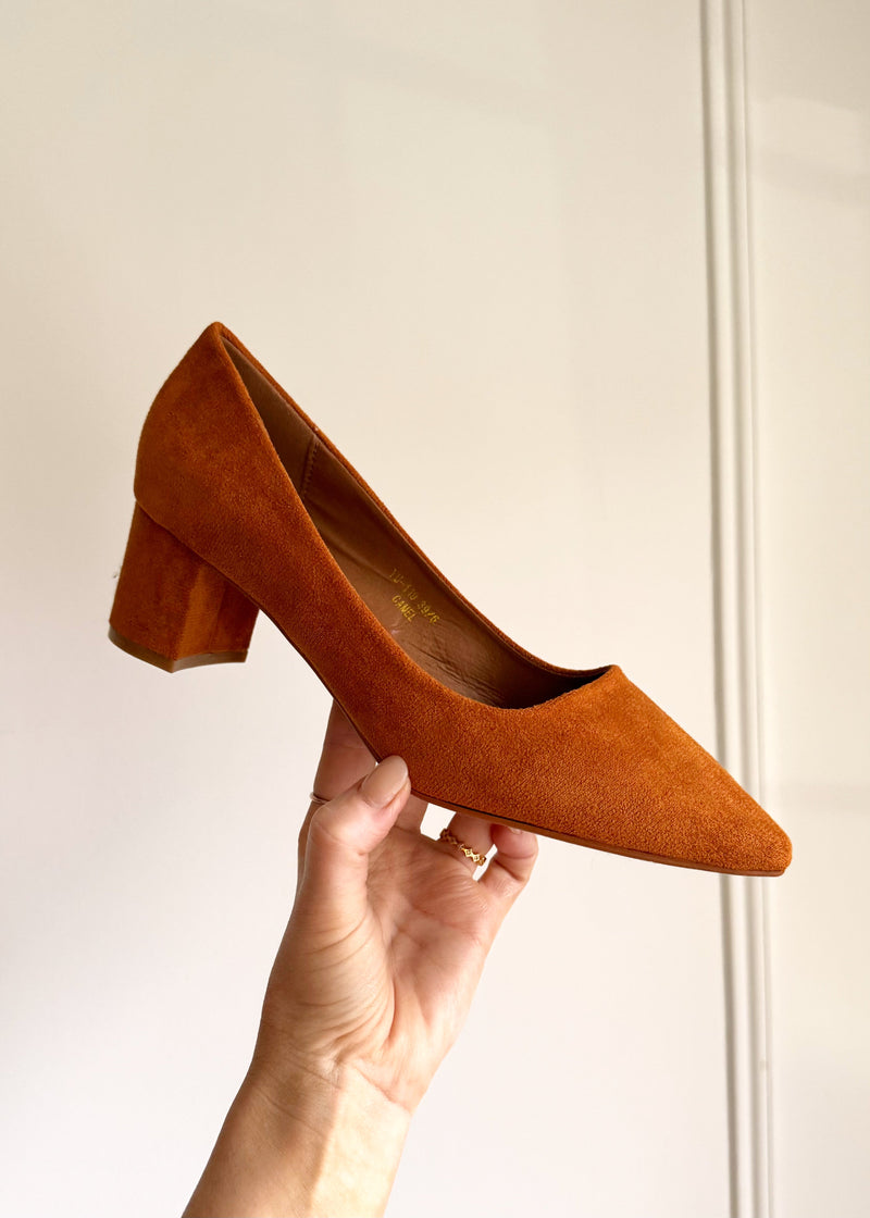 Iris block heel court shoe - Saffron-The Style Attic