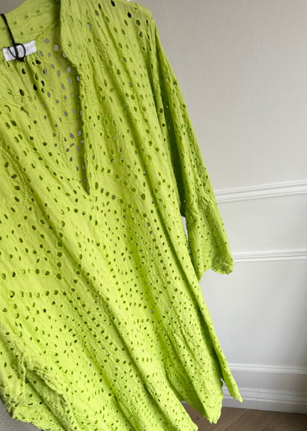 Iris broderie anglaise smock - lime-The Style Attic