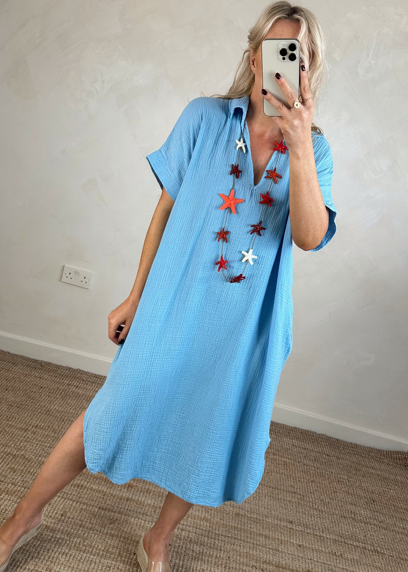 Iris cheesecloth tunic - cerulean-The Style Attic