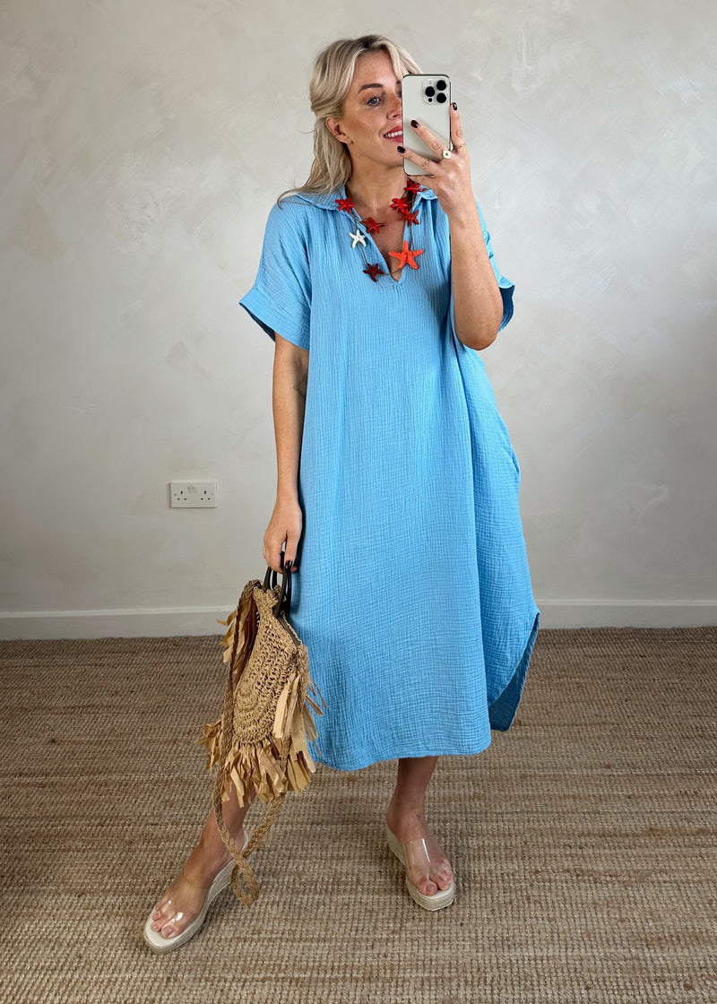 Iris cheesecloth tunic - cerulean-The Style Attic