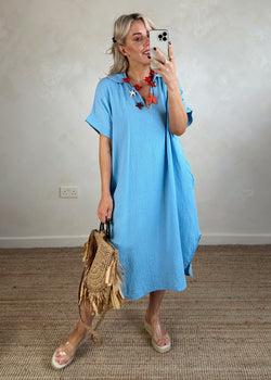 Iris cheesecloth tunic - cerulean-The Style Attic