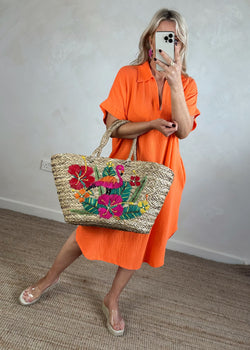 Iris cheesecloth tunic - orange-The Style Attic