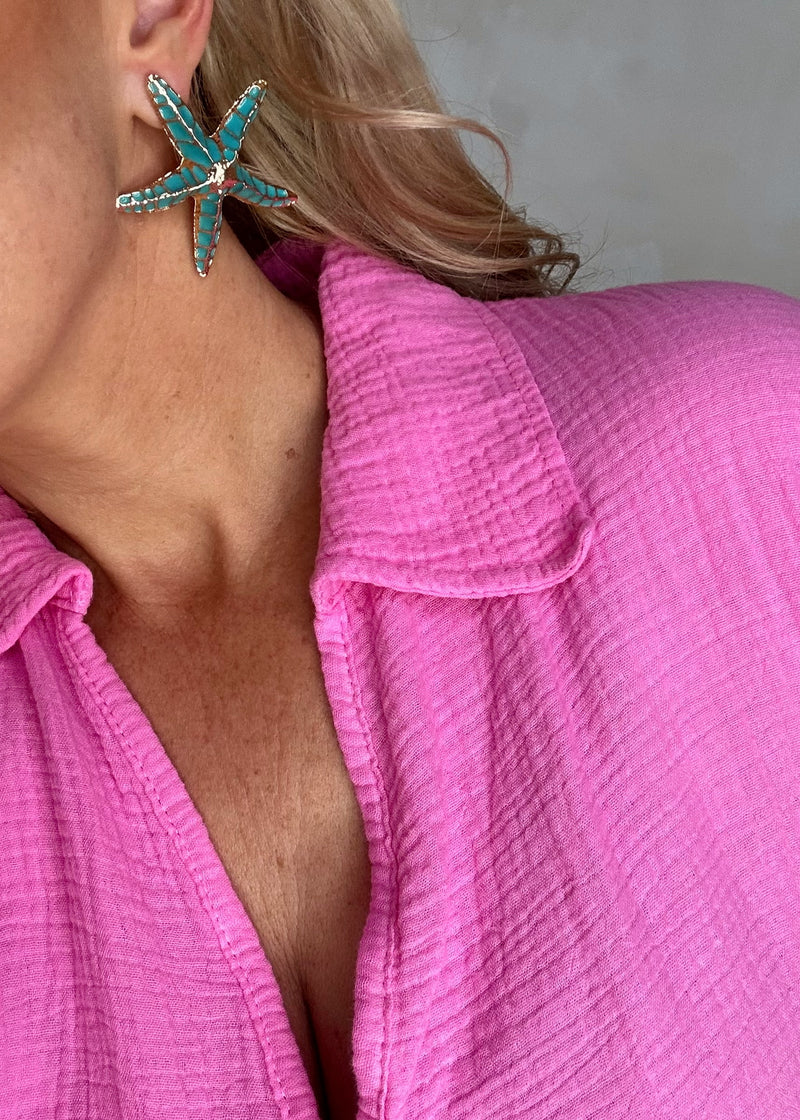Iris cheesecloth tunic - pink-The Style Attic