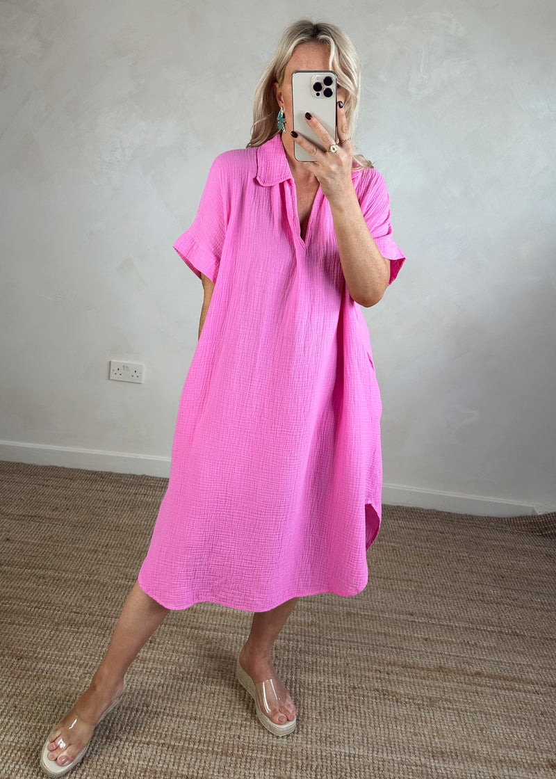 Iris cheesecloth tunic - pink-The Style Attic