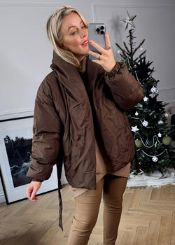 Isabella padded coat - Chocolate-The Style Attic