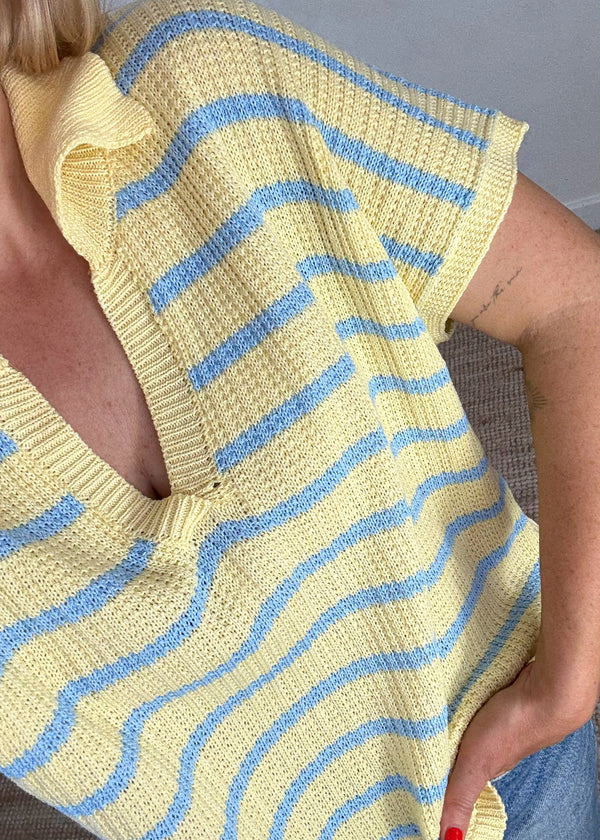Jade striped top - Lemon/blue-The Style Attic