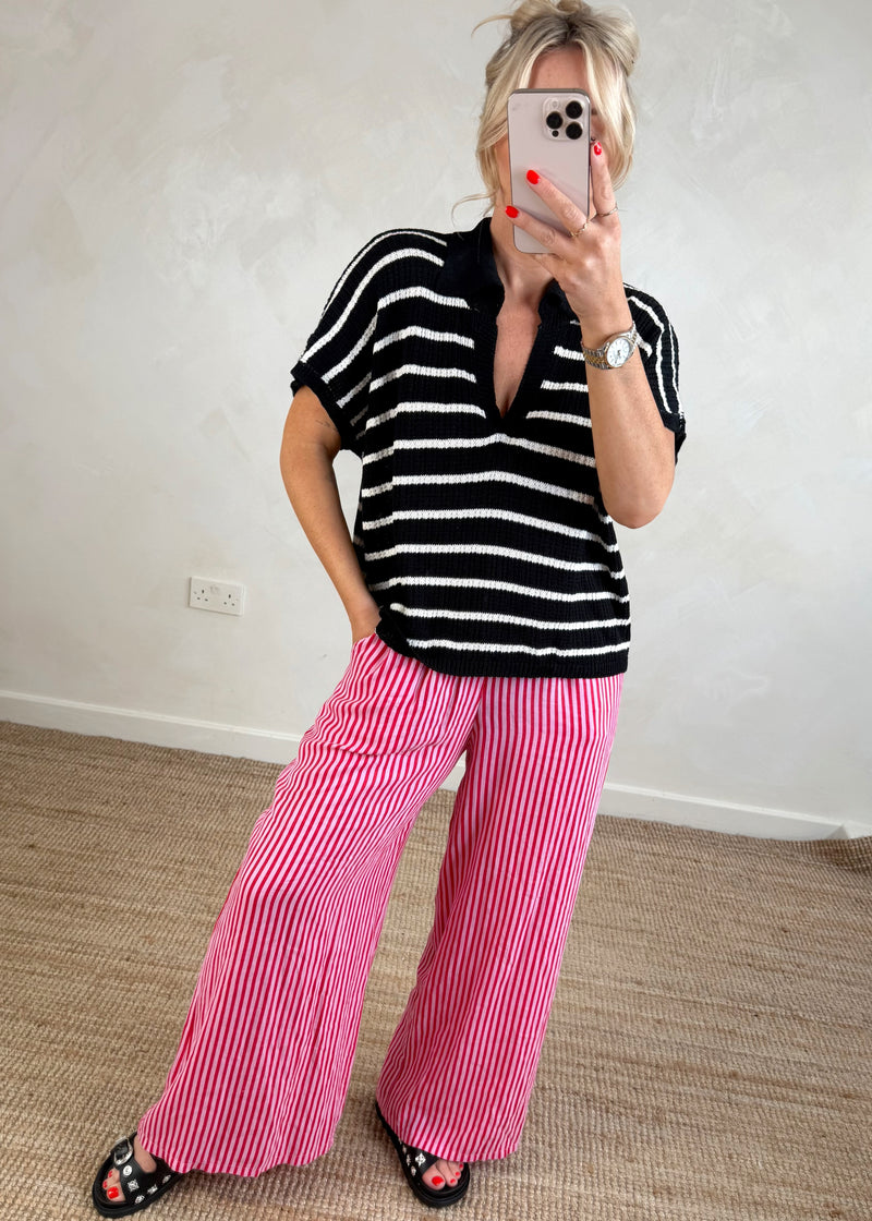 Jade striped top - black/white-The Style Attic