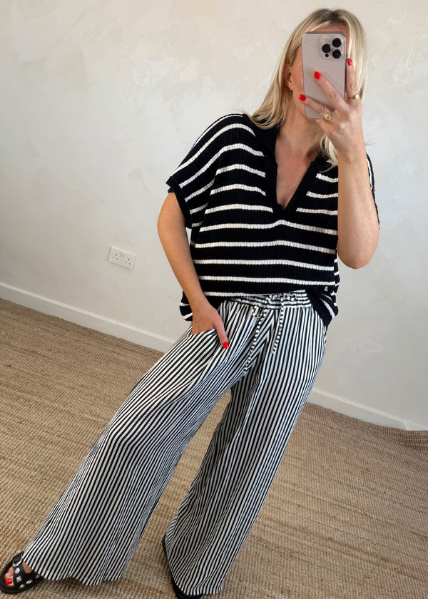 Jade striped top - black/white-The Style Attic