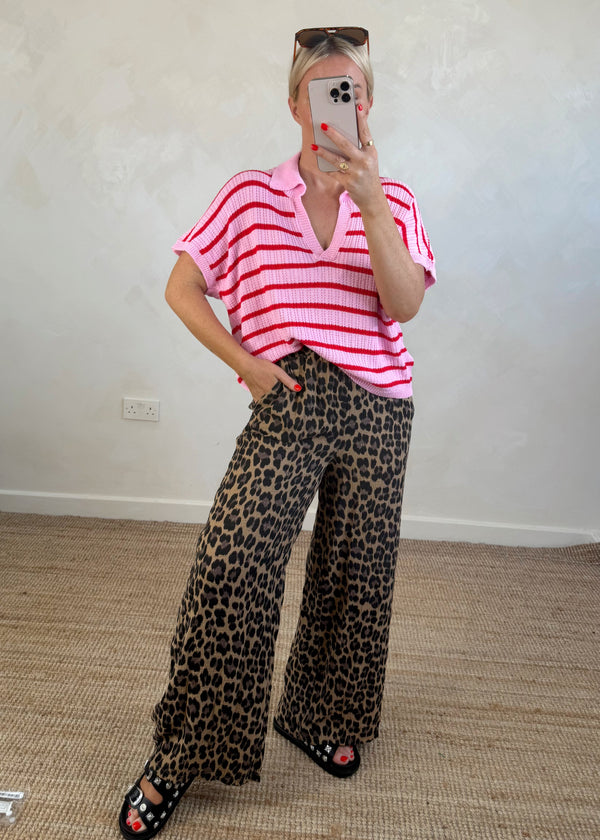 Jade striped top - pink/red-The Style Attic