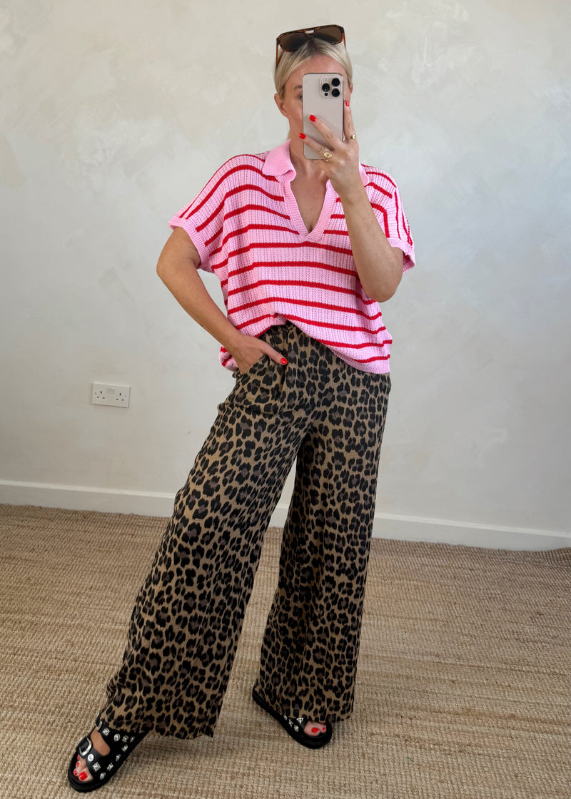 Jade striped top - pink/red-The Style Attic