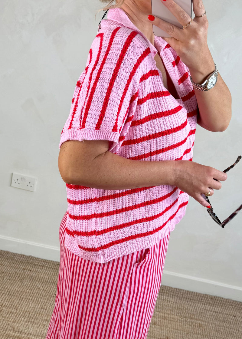 Jade striped top - pink/red-The Style Attic