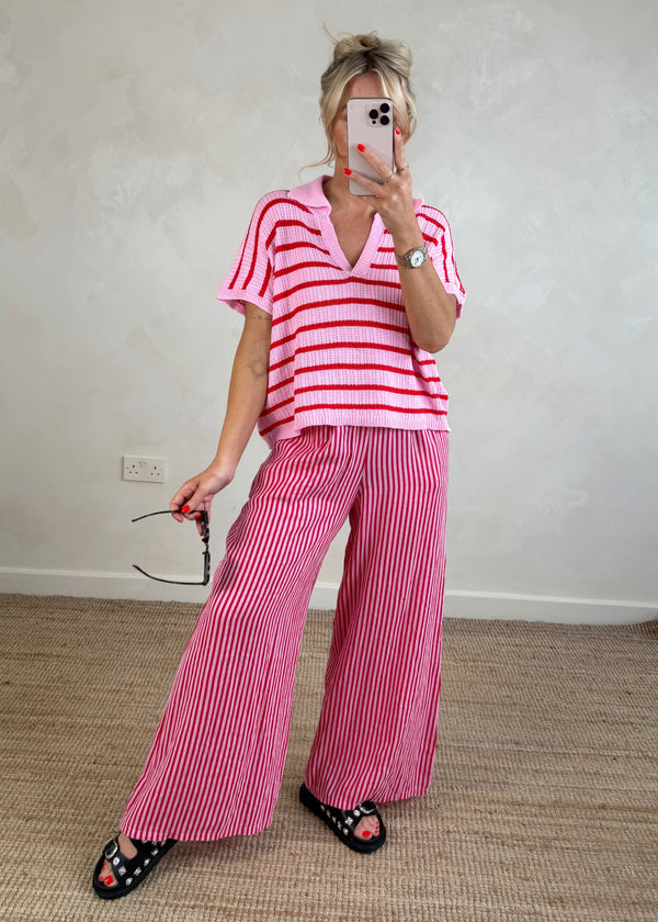 Jade striped top - pink/red-The Style Attic