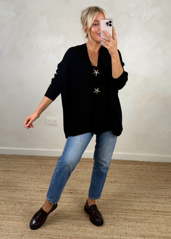 Jamil ribbed starfish knit - black-The Style Attic